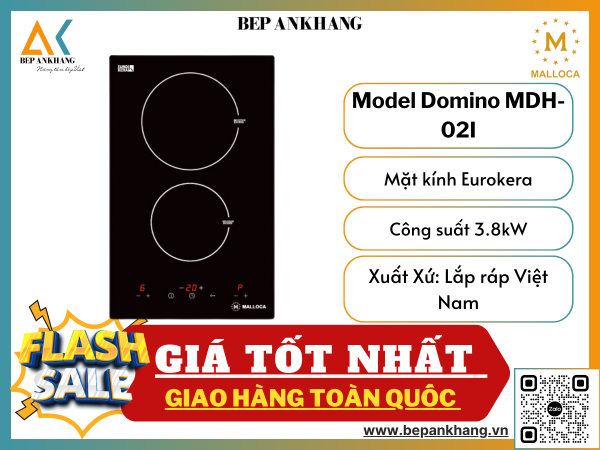 Bếp Từ 2 Vùng Nấu Mallloca Dạng Domino MDH-02I